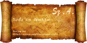 Szűcs Anetta névjegykártya