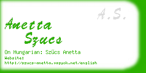 anetta szucs business card